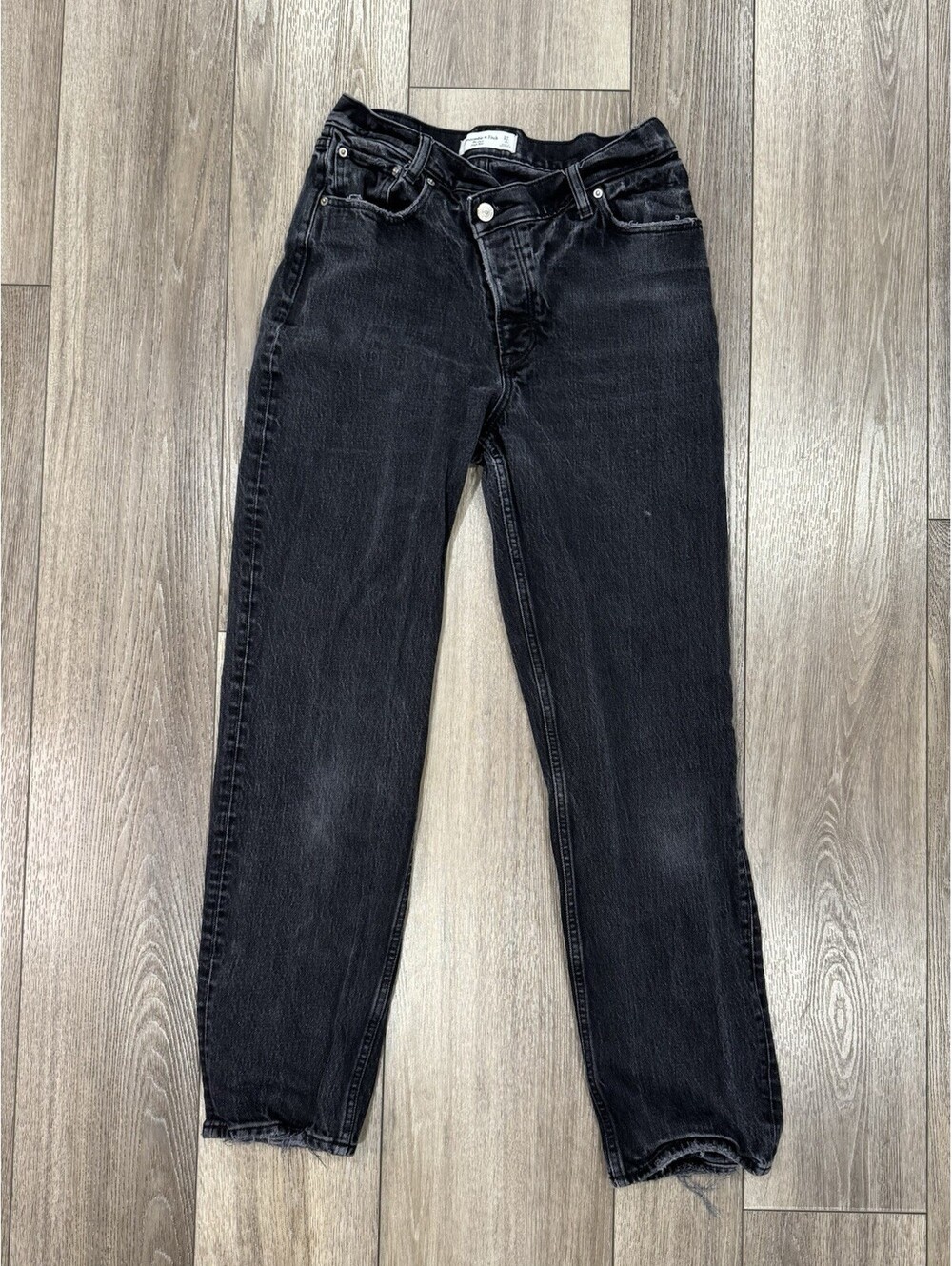 Abercrombie & Fitch The Dad High Rise Black Jeans Womens 27/4R Cross Front